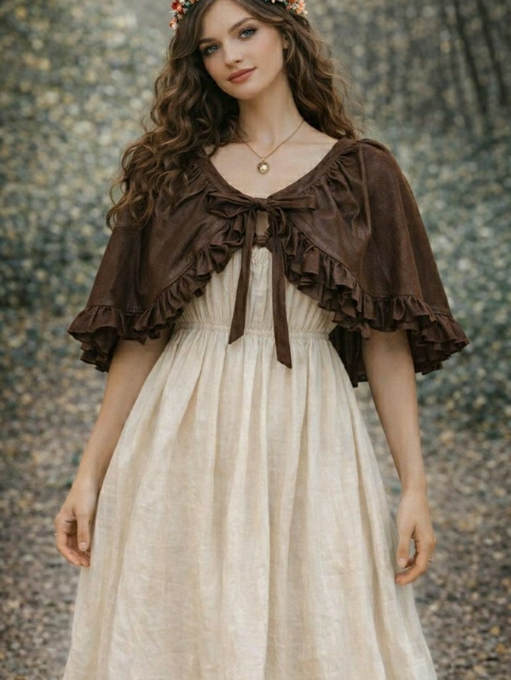 Brown faux leather capelet Bolero